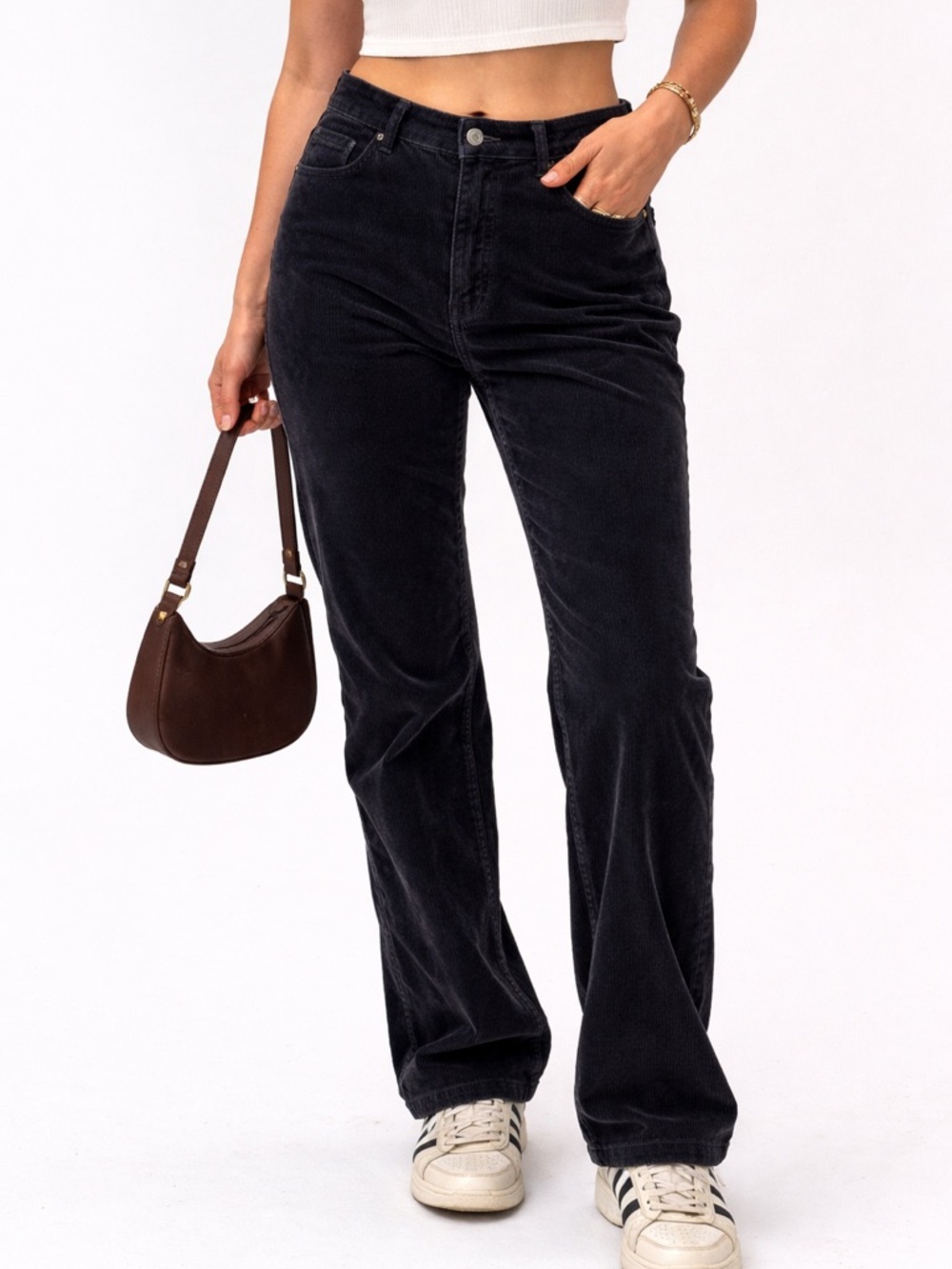 Cambio Corduroy Pants Womens 4/6 Graphite Straight Leg Mid Rise Academia
